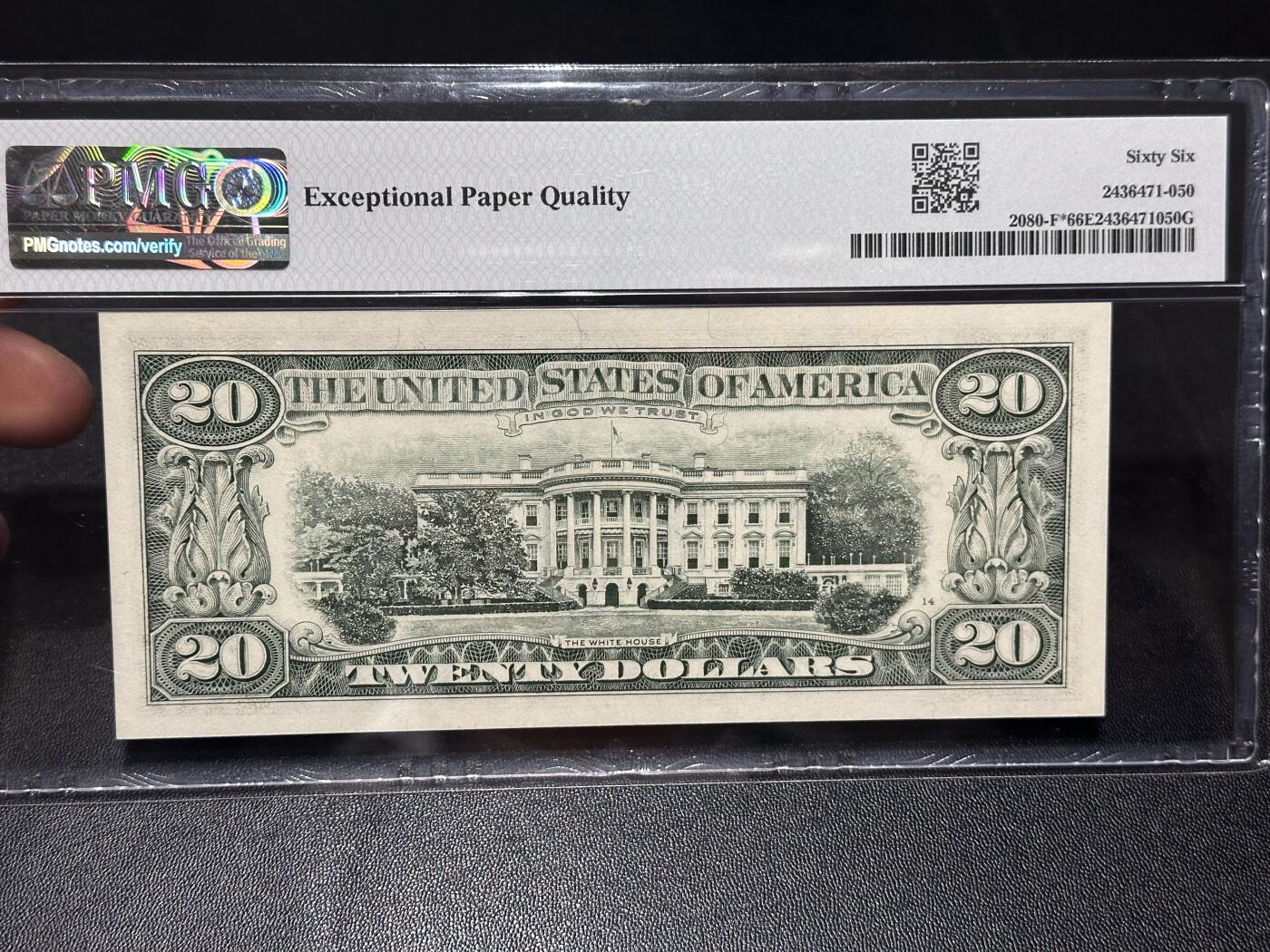 《外钞收藏家》第六百二十八期（精品百拍场）（长期征集拍品、欢迎藏友们联系合作） 1993年美国小头版20美元 补号 PMG66 豹子号777