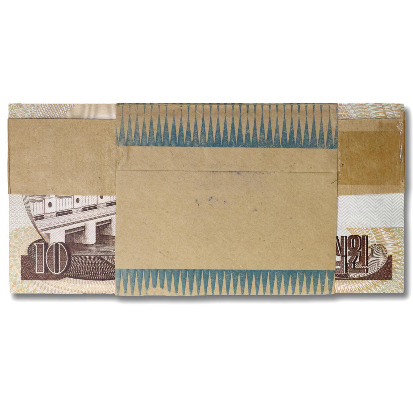 1992年朝鲜-第四版纸币10元大章-小星版样票整刀100张原刀罕见大章-小星版；整刀100张