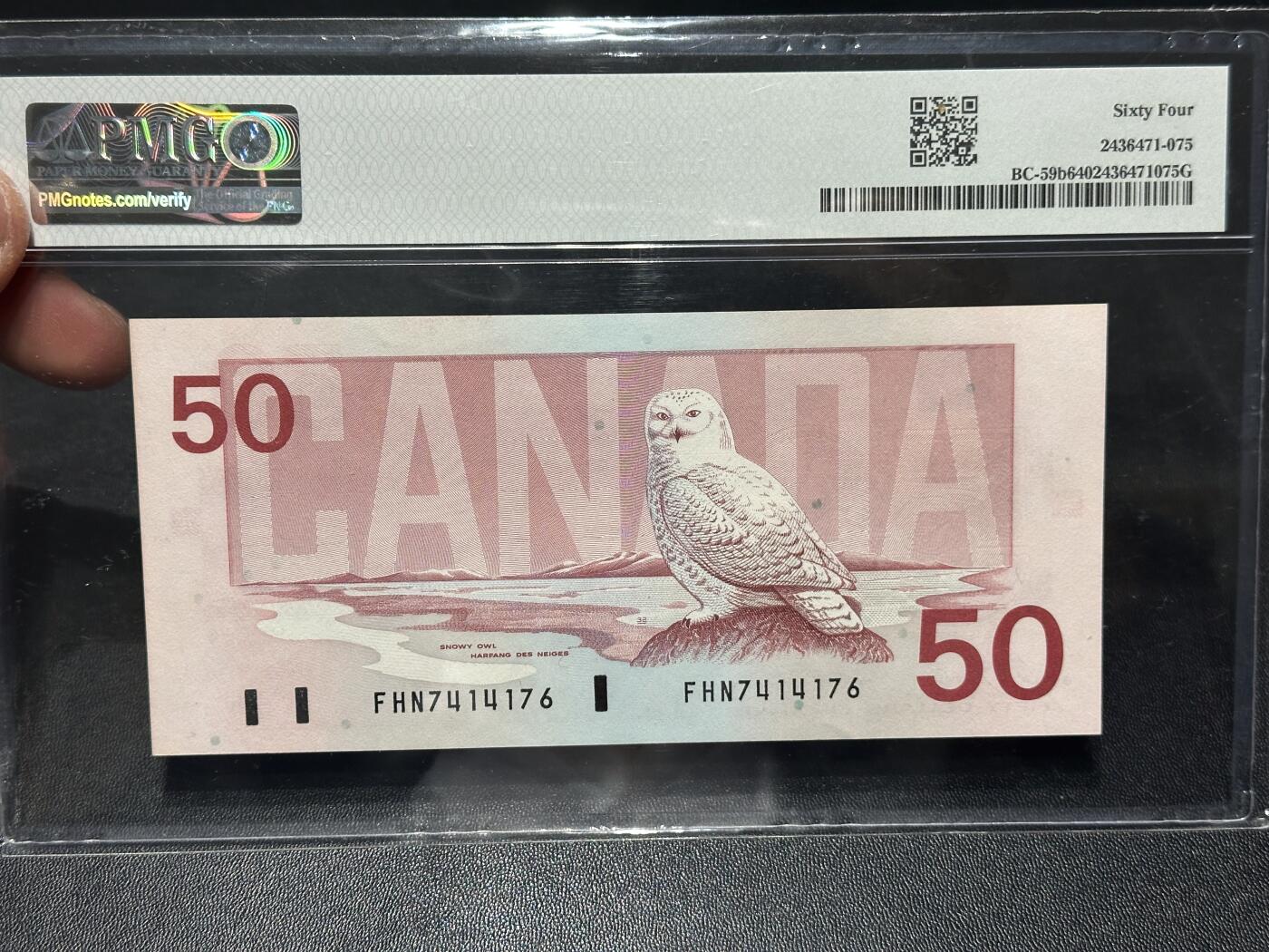 《外钞收藏家》第六百二十八期（精品百拍场）（长期征集拍品、欢迎藏友们联系合作） 1988年加拿大鸟版50元 PMG64