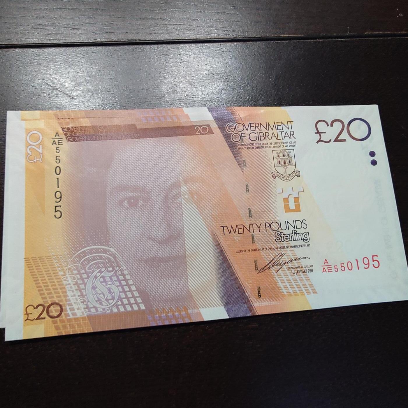 世界钱币～微拍第245期暨2026年第26期  新货卖剩品种部分上架提供选购【有看中的就一开始就出价，别为了晚付几天押金拖到最后，这里没出价的只要群里卖掉了就会撤】 2011年直布罗陀20镑 全新绝品无47尾号195