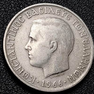 泉币菌-第228场-三月三 上巳节专场 拍品多 请提前出价 希腊5德拉克马镍币 1966年 28mm