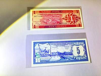 【Blue Auction】世界纸币精拍第811期——18级TOP拍卖/信誉/品质/专业/高效💫 【一组2张】荷属安的列斯 1-5盾 全新UNC
