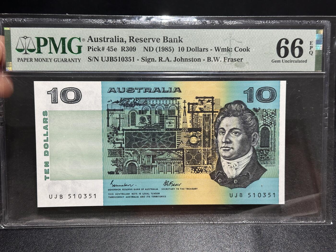 《外钞收藏家》第六百二十八期（精品百拍场）（长期征集拍品、欢迎藏友们联系合作） 1985年澳大利亚纸币版10元 PMG66 无47