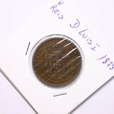 观钱 近现代机制币拍卖No.009（全场顺丰包邮，不区分偏远地区）  - 1878 年葡萄牙路易斯一世 5 雷亚尔铜币 未流通好品相