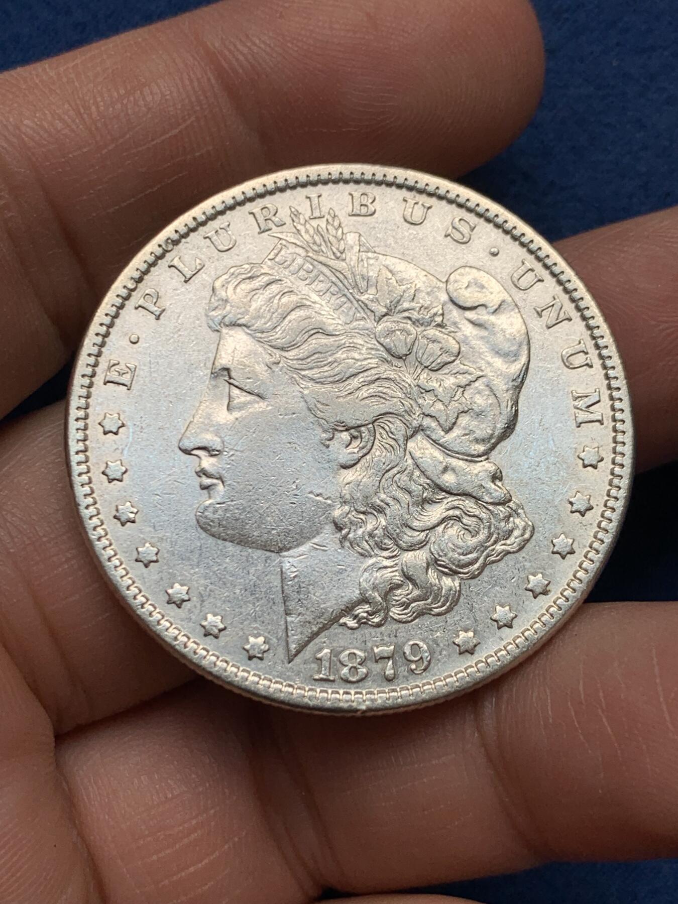 《竞宝斋》第481场 周日，周一 2场连拍 （全场包邮）20级店铺 欢迎送拍 美国 1879年 摩根 1美元 银币