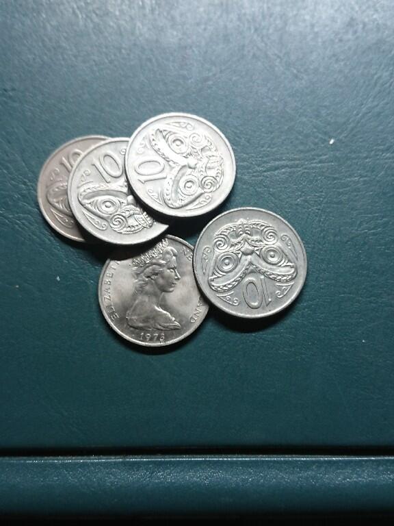 松南世界钱币——260420 新西兰10分镍币5枚