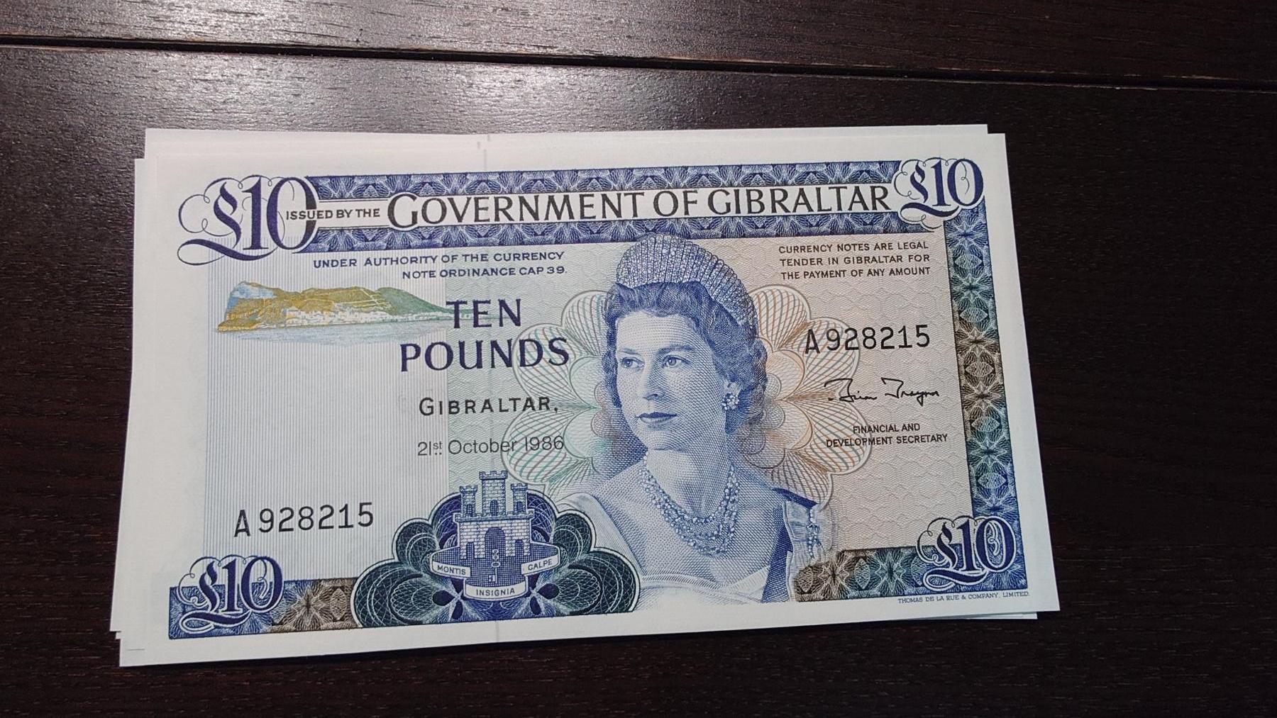 世界钱币～微拍第245期暨2026年第26期  新货卖剩品种部分上架提供选购【有看中的就一开始就出价，别为了晚付几天押金拖到最后，这里没出价的只要群里卖掉了就会撤】 1986年直布罗陀10镑 全新绝品无47尾号215