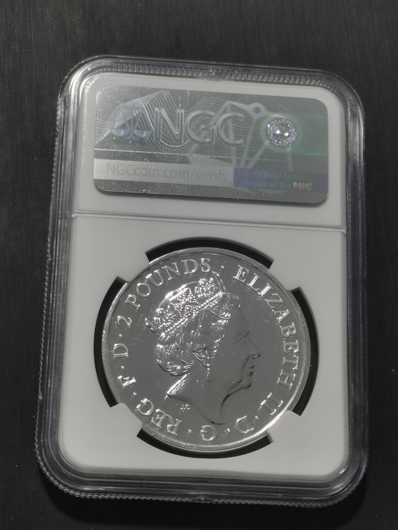 天下钱庄专场欢迎参拍 NGC MS67英国生肖猴1盎司银币