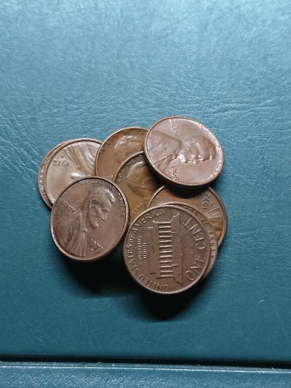 松南世界钱币——260420 美国六七十年代1分红铜铜币10枚约1盎司重5