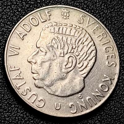 泉币菌-第228场-三月三 上巳节专场 拍品多 请提前出价  瑞典1970年1克朗铜镍币，古斯塔夫六世国王，25mm