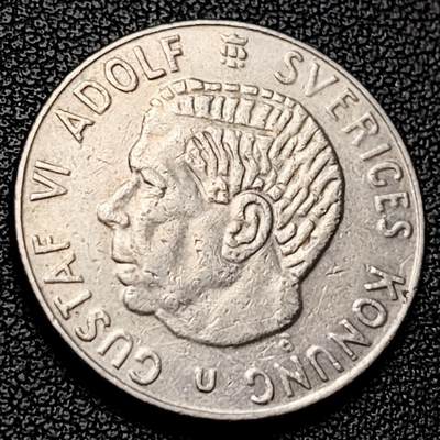 泉币菌-第228场-三月三 上巳节专场 拍品多 请提前出价 瑞典1973年1克朗铜镍币，古斯塔夫六世国王，25mm