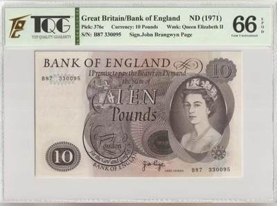 【礼羽收藏】🌏世界钱币拍卖第133期 - 英国 C序列 1971年10镑 TQG66EPQD