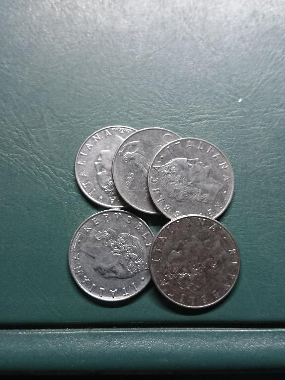 松南世界钱币——260420 意大利50里拉大镍币5枚