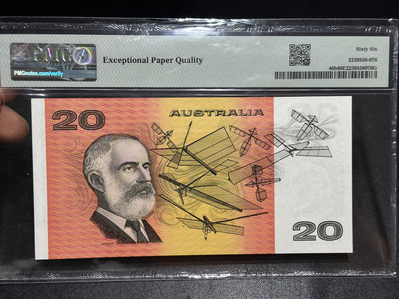 《外钞收藏家》第六百二十八期（精品百拍场）（长期征集拍品、欢迎藏友们联系合作） 1991年澳大利亚纸币版20元 PMG66