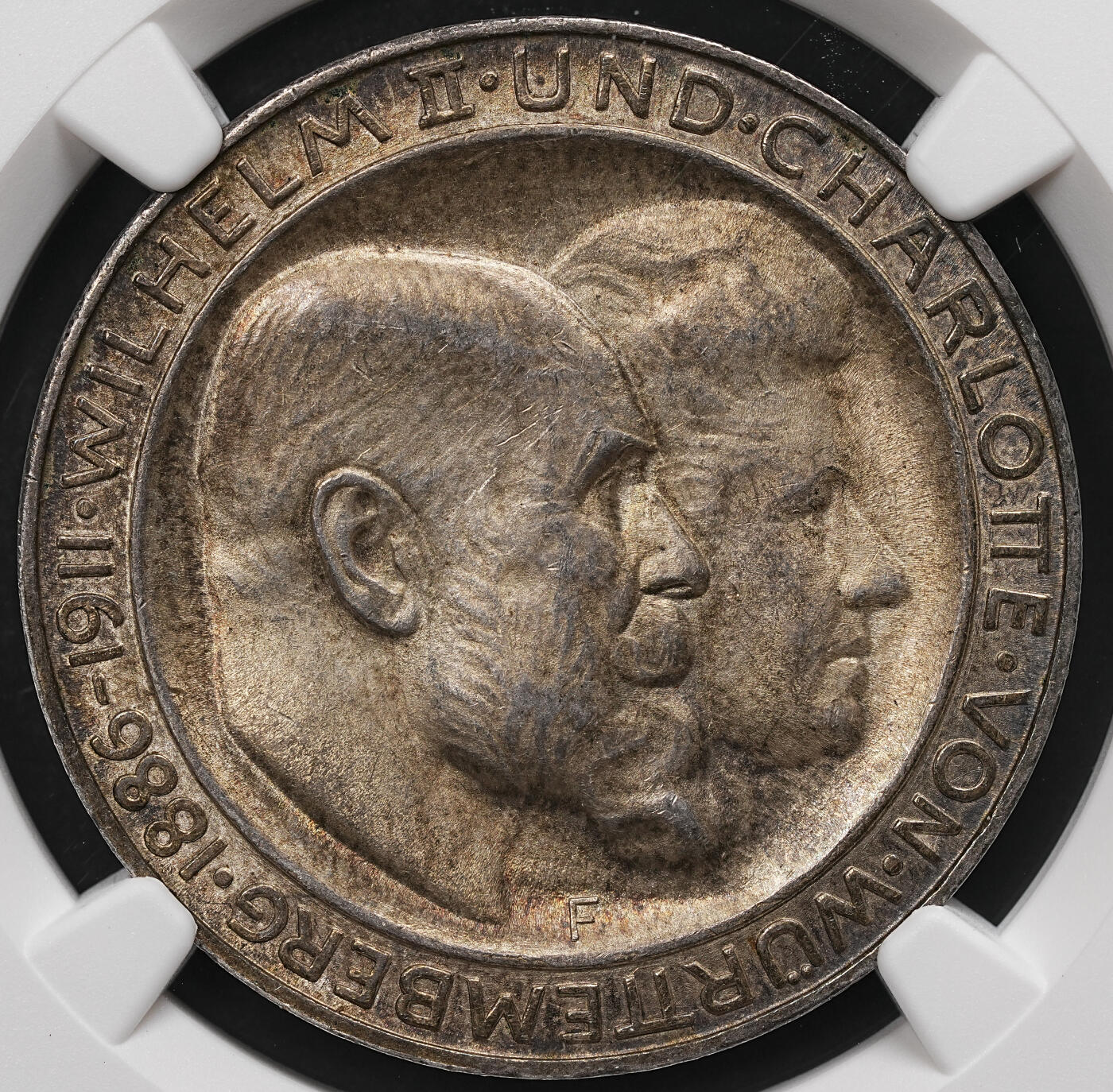 修遠堂世界钱币第112期 NGC MS63 1911年符腾堡国王银婚纪念3马克银币