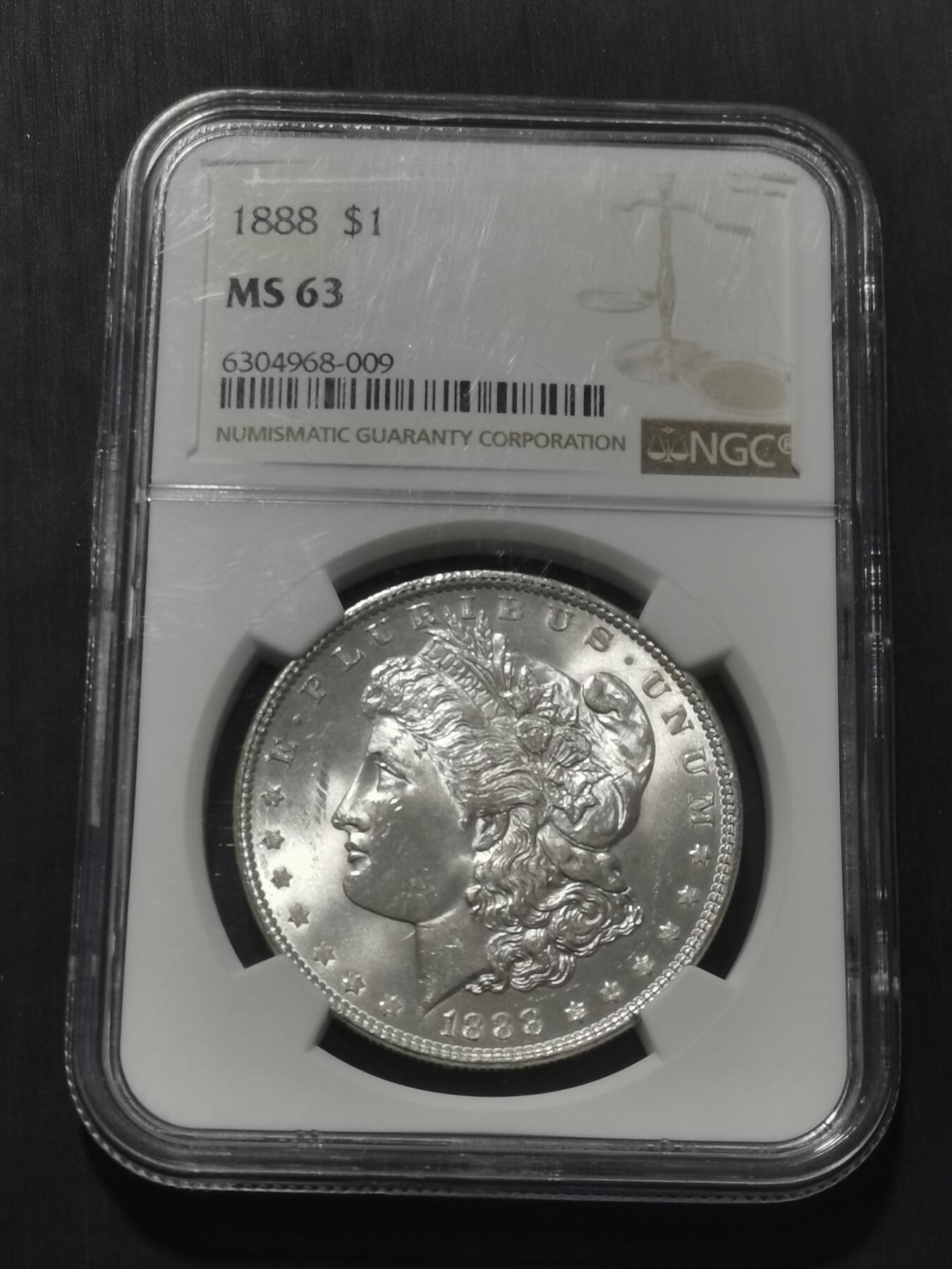 天下钱庄专场欢迎参拍 NGC MS63 1888美国摩根一美元银币