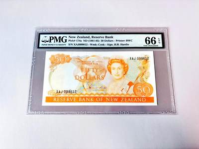【Blue Auction】世界纸币精拍第811期——18级TOP拍卖/信誉/品质/专业/高效💫 【a版无47】新西兰 1981-85年50元 花冠女王 BWC出品 PMG66EPQ 