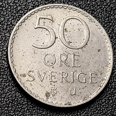 泉币菌-第228场-三月三 上巳节专场 拍品多 请提前出价 古斯塔夫六世皇冠王冠 瑞典 1973年50欧尔銅镍硬币22毫米4.8g