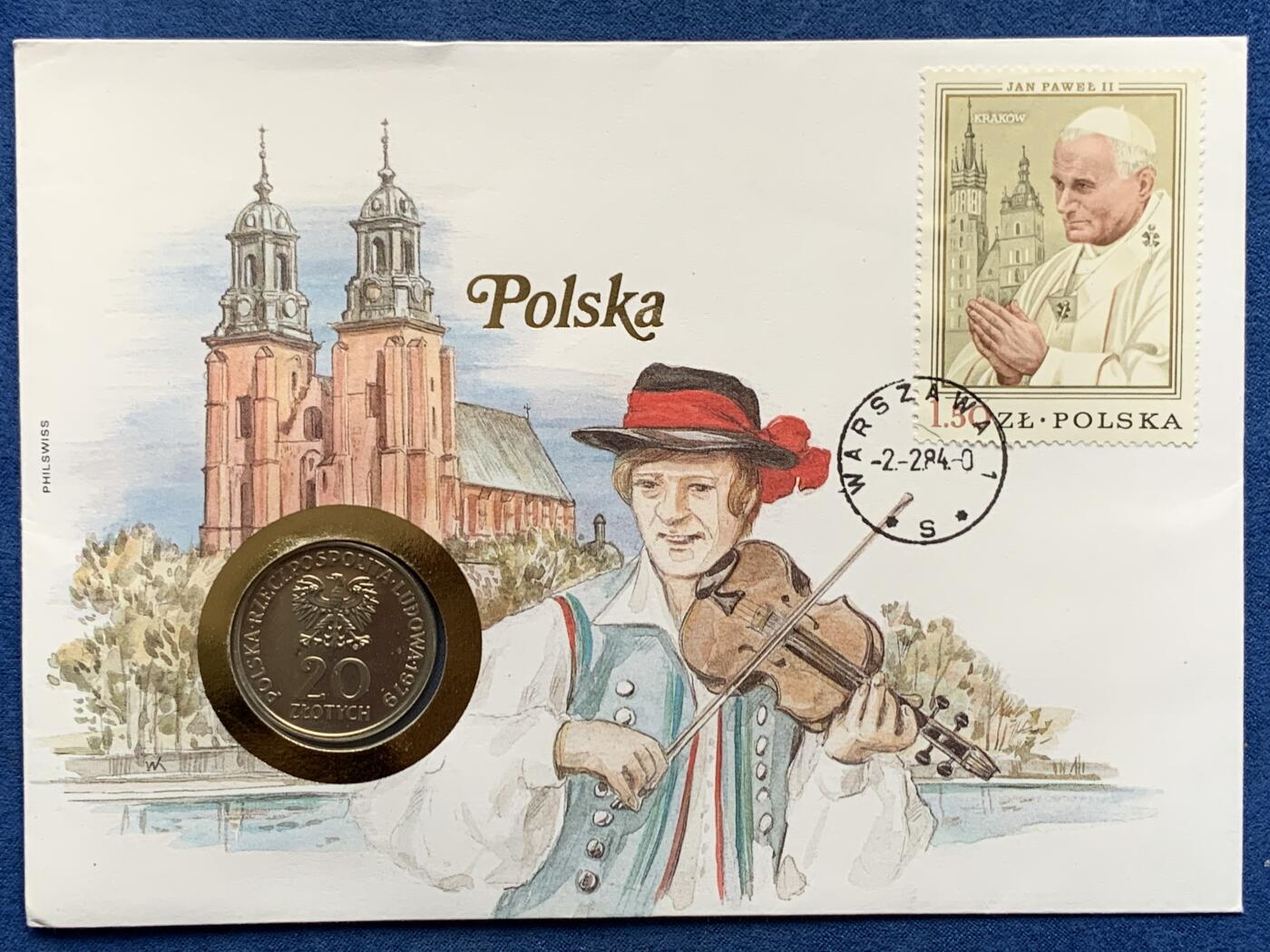 《竞宝斋》第481场 周日，周一 2场连拍 （全场包邮）20级店铺 欢迎送拍 邮币封 PROBA波兰1979年20兹罗提 样币