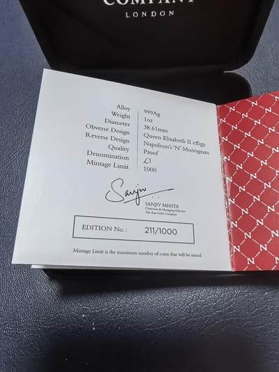 长老汇马年精选第十九场拍卖 圣赫勒拿岛（英国海外领地）2021年1镑精制银币 拿破仑“N