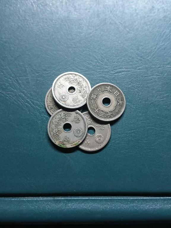 松南世界钱币——260420 日本大正昭和年号5钱镍币5枚