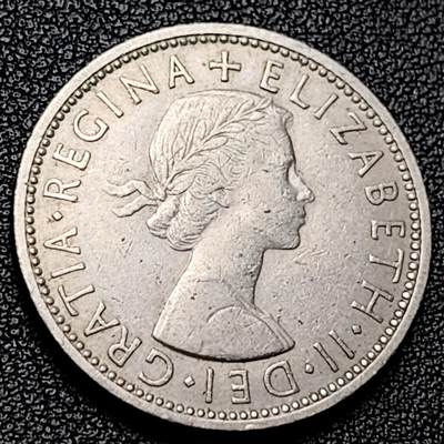 泉币菌-第228场-三月三 上巳节专场 拍品多 请提前出价 英国早期1967年2先令老镍币 伊丽莎白二世青年女王头像 28.3MM