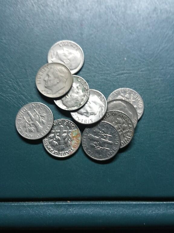 松南世界钱币——260420 美国10分镍币10枚合计1美元2