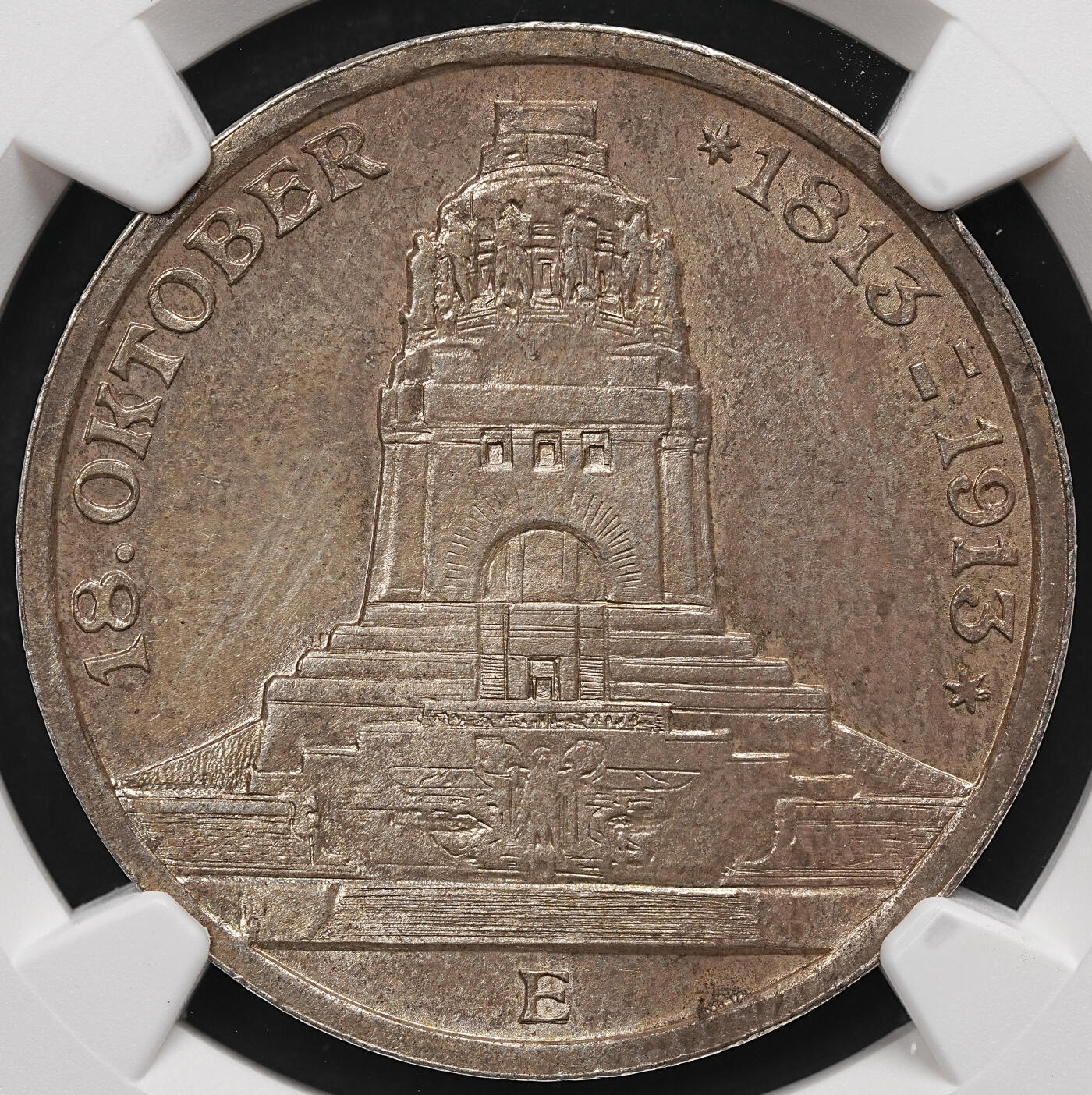 修遠堂世界钱币第112期 NGC MS63 1913年萨克森-莱比锡战役百年纪念3马克银币