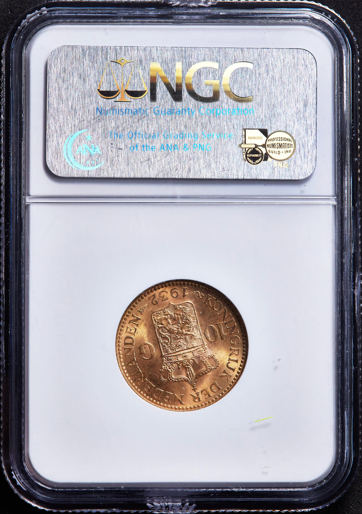 【俄甄集藏】满园春色-2026年(051)04-22星期三 晚 19:30 全场包邮 荷兰1932年威廉明娜10盾金币，NGC MS64，转光品相，重6.729克，900金，经典品种