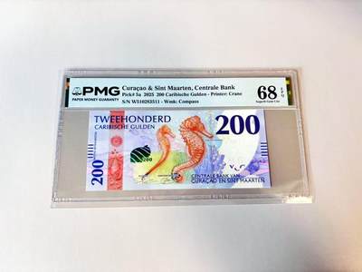 【Blue Auction】世界纸币精拍第811期——18级TOP拍卖/信誉/品质/专业/高效💫 【无47 最新IBNS获奖钞】库拉索 2025年200盾 最高值 PMG68EPQ 高分 设计精美