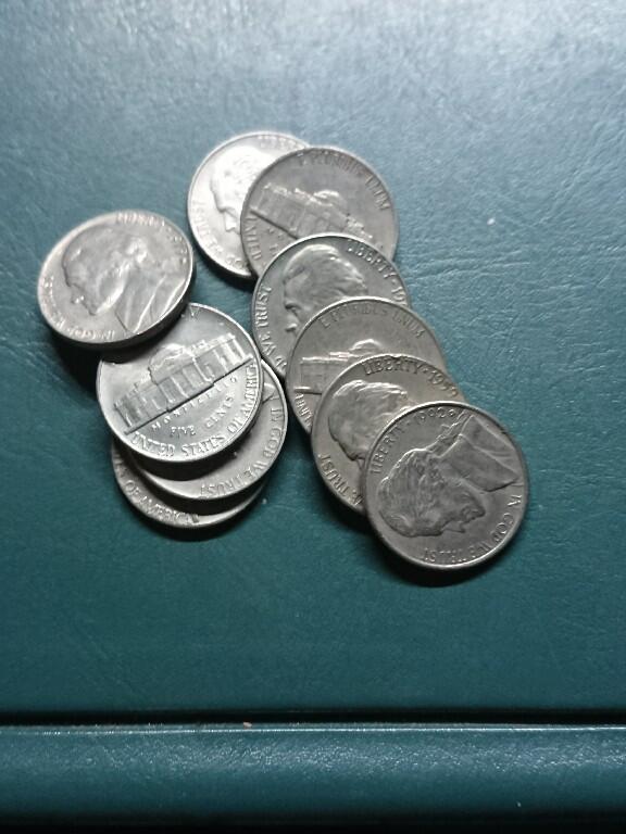 松南世界钱币——260420 美国5分镍币10枚合计50美分2