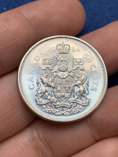 《竞宝斋》第481场 周日，周一 2场连拍 （全场包邮）20级店铺 欢迎送拍 - 加拿大1964年50分银币