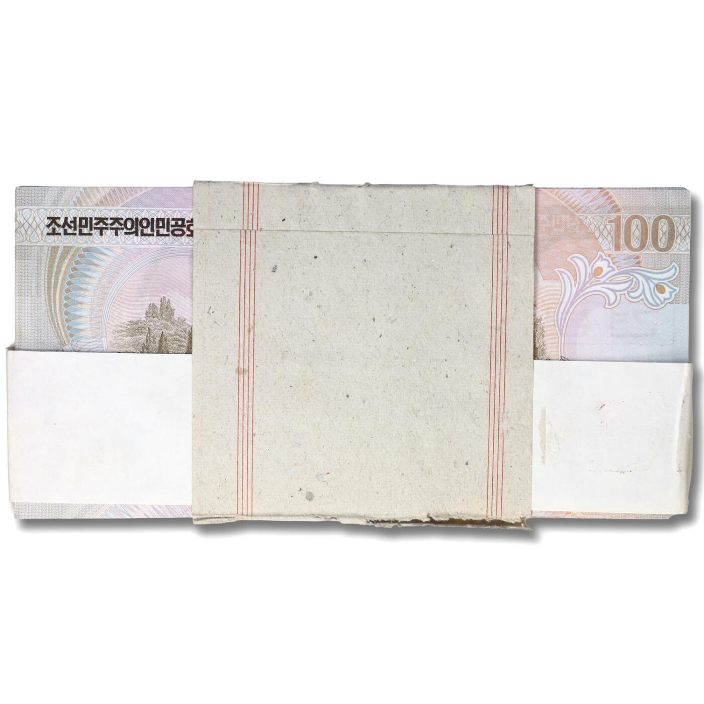 1992年朝鲜-第四版纸币100元大章版-样票整刀100张大章版样票；整刀100张