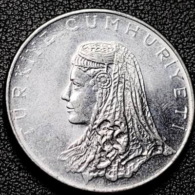 泉币菌-第228场-三月三 上巳节专场 拍品多 请提前出价 - 原光 新娘头美少女 土耳其1976年 50库鲁合金钢硬币 24.0毫米6.0克