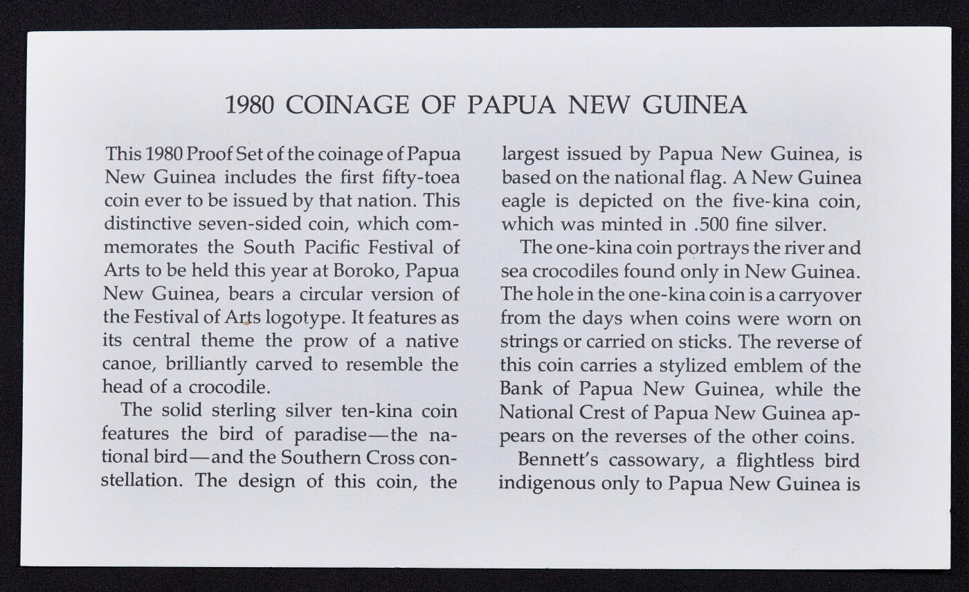 【俄甄集藏】满园春色-2026年(051)04-22星期三 晚 19:30 全场包邮 巴布亚新几内亚1980年1托伊-10基纳精制硬币9枚全套，原盒证，其中5基纳重27.6克，500银；10基纳重41.6克，925银，含纯银共52.28克，发行量2125套