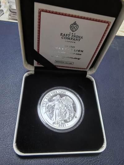 长老汇马年精选第十九场拍卖 圣赫勒拿岛（英国海外领地）2021年1镑精制银币 尤娜和狮子 1盎司999银 发行量：仅1千 东印度公司发行