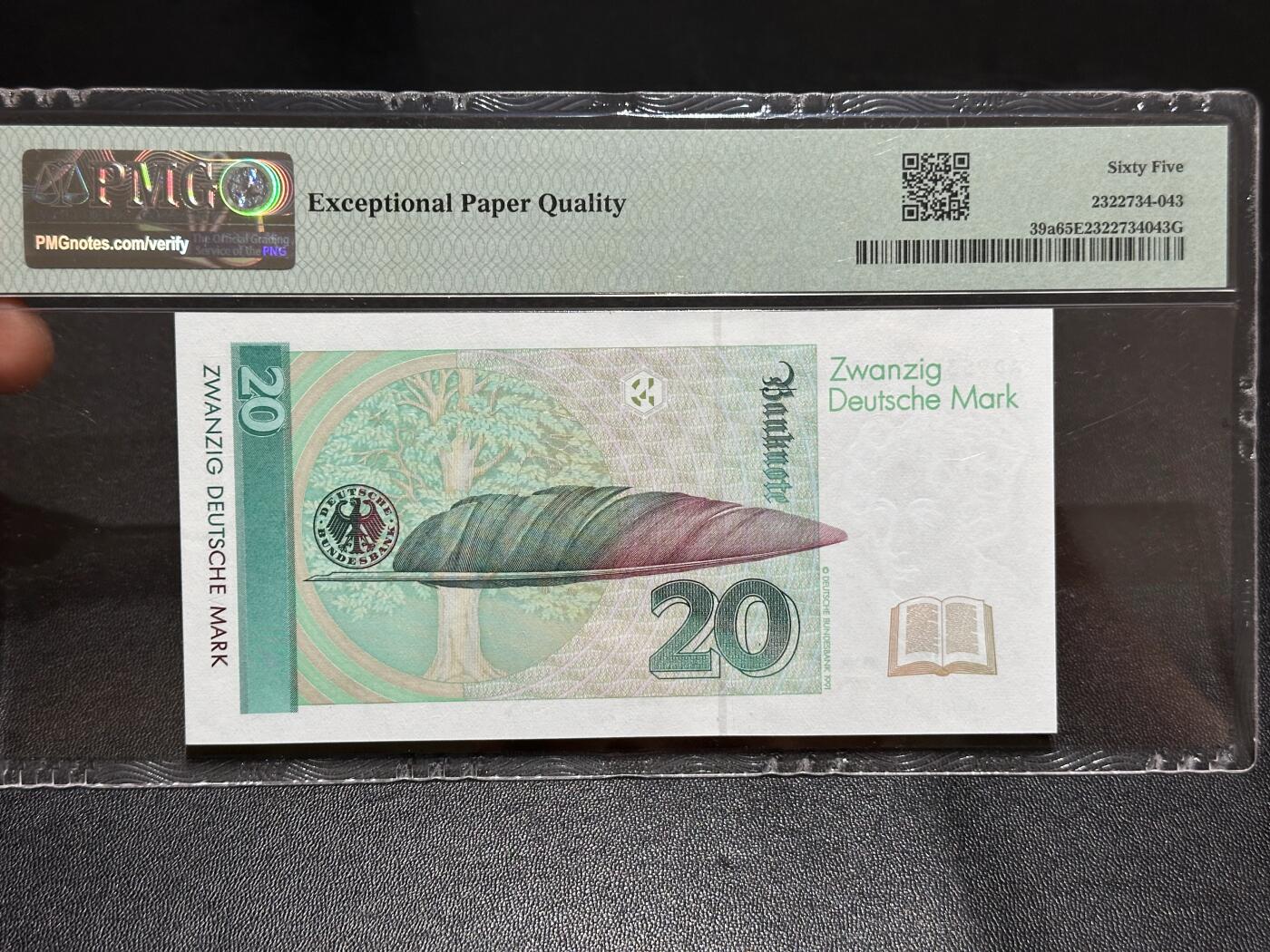 《外钞收藏家》第六百二十八期（精品百拍场）（长期征集拍品、欢迎藏友们联系合作） 1991年德国末版20马克 PMG65