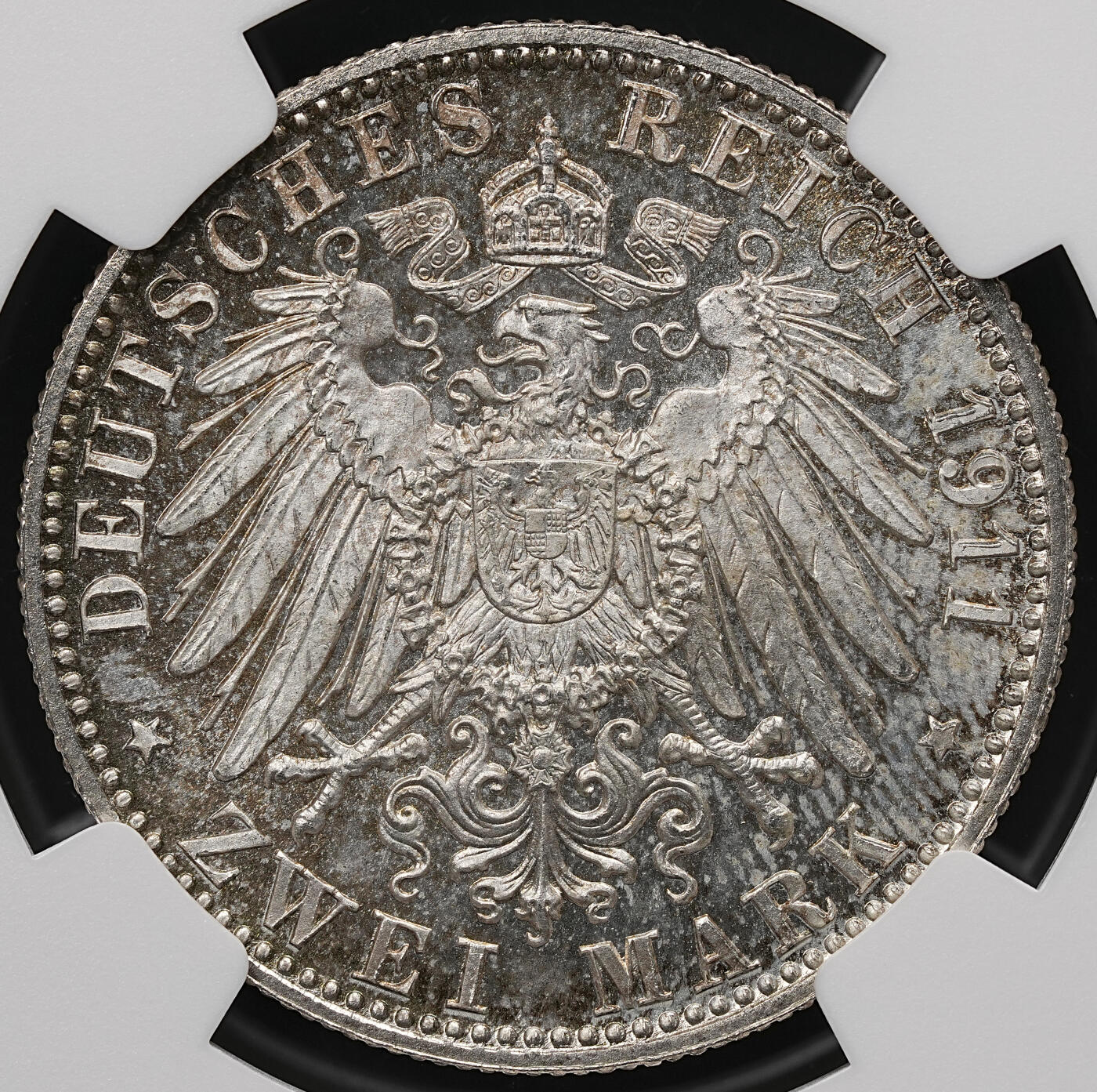 修遠堂世界钱币第112期 NGC MS64 1911年巴伐利亚摄政王90大寿纪念2马克银币