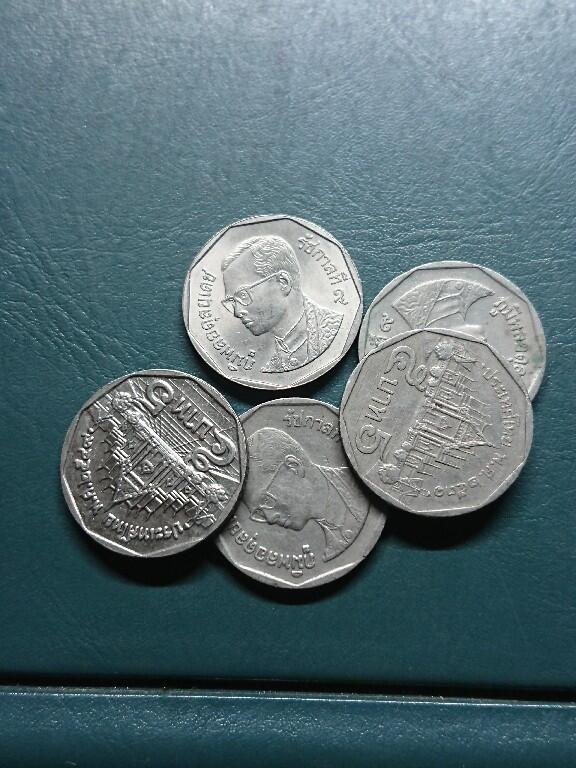 松南世界钱币——260420 泰国5泰铢镍币5枚合计25泰铢