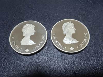 长老汇马年精选第十九场拍卖 加拿大1987年20元2枚精制银币套 卡尔加里冬奥会-花样滑冰和滑雪 2X34.107克925银 盒证全