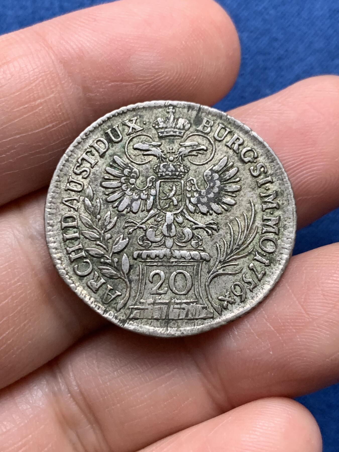 《竞宝斋》第481场 周日，周一 2场连拍 （全场包邮）20级店铺 欢迎送拍 神罗奥地利20克鲁泽双头鹰银币