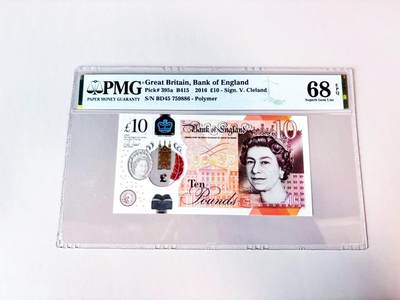 【Blue Auction】世界纸币精拍第811期——18级TOP拍卖/信誉/品质/专业/高效💫 【与上一张连号】英国 2016年10镑 PMG68EPQ 高分