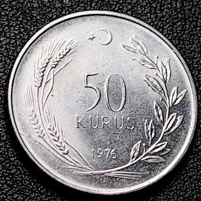 泉币菌-第228场-三月三 上巳节专场 拍品多 请提前出价 原光 新娘头美少女 土耳其1976年 50库鲁合金钢硬币 24.0毫米6.0克