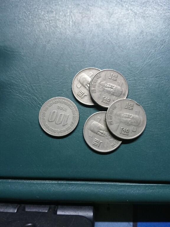 松南世界钱币——260420 韩国旧版本100元镍币5枚2