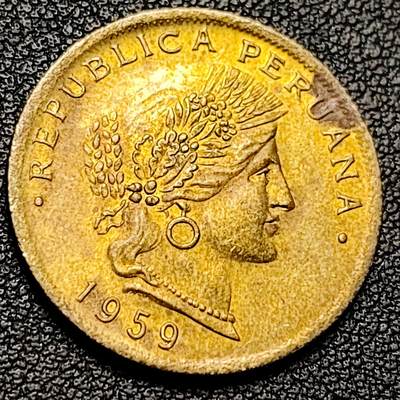 泉币菌-第228场-三月三 上巳节专场 拍品多 请提前出价 铜光美品 秘鲁1959年20分铜币，谷物女神