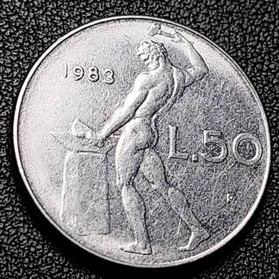 泉币菌-第228场-三月三 上巳节专场 拍品多 请提前出价 意大利  50里拉 锻冶之神 伍尔坎 24mm