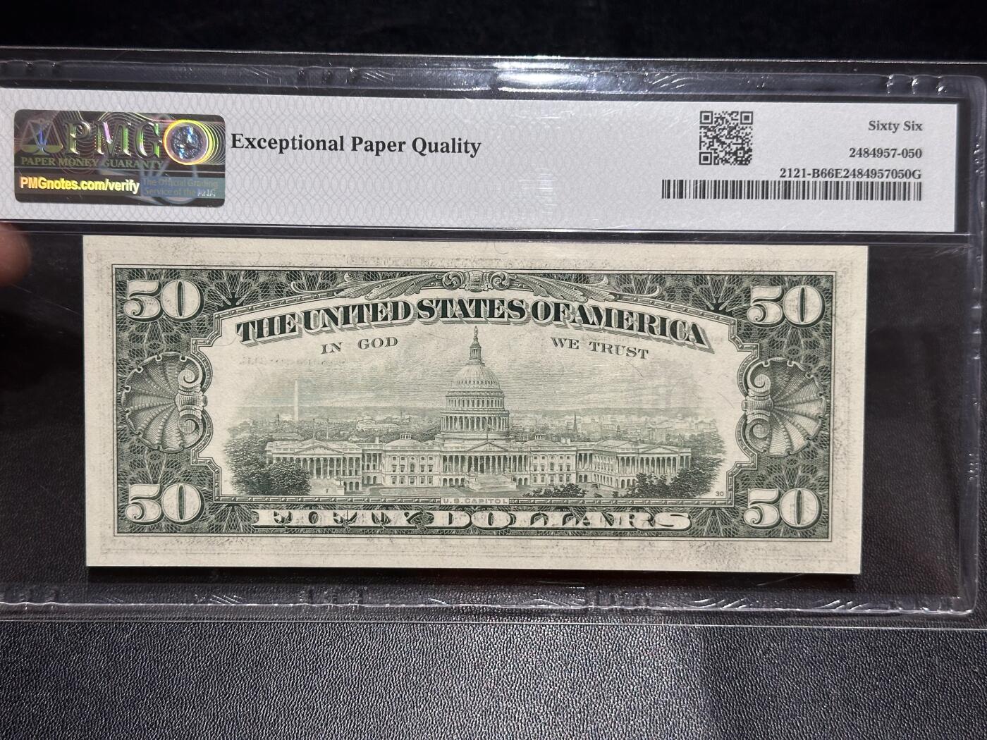 《外钞收藏家》第六百二十八期（精品百拍场）（长期征集拍品、欢迎藏友们联系合作） 1981年美国小头版50美元 PMG66 尾8 亚军分冠军只有一枚