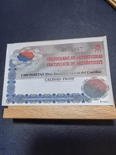 长老汇马年精选第十九场拍卖 西班牙1997年1000比塞塔精制银币 安东尼奥·卡诺瓦斯·德尔·卡斯蒂略（政治家和历史学家逝世100周年 925银13.5克 发行量：2万 盒证全