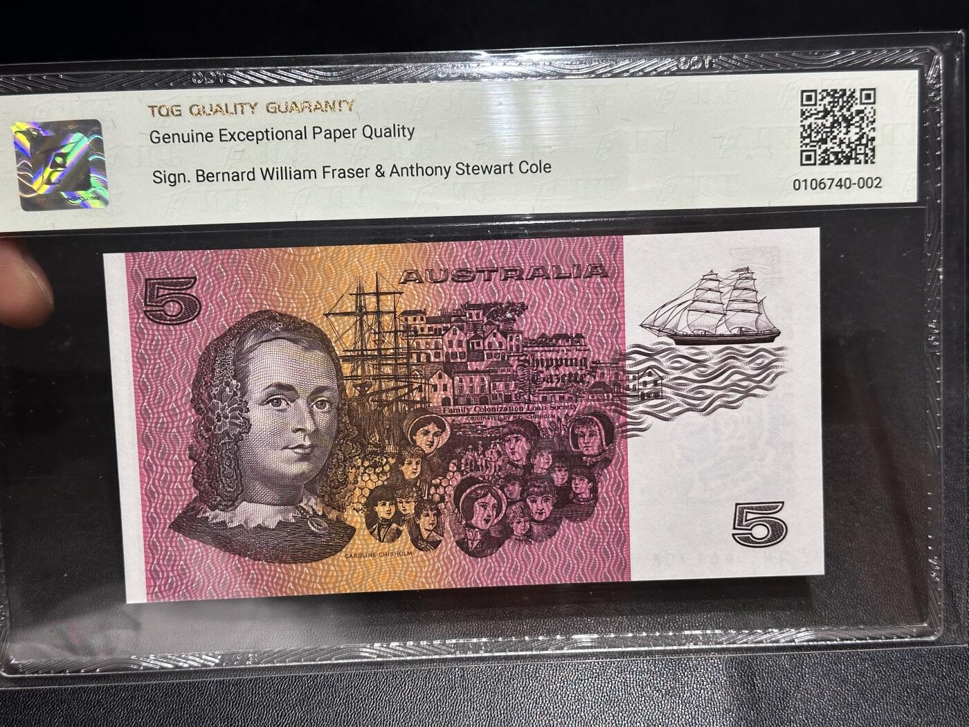 《外钞收藏家》第六百二十八期（精品百拍场）（长期征集拍品、欢迎藏友们联系合作） 1991年澳大利亚纸币版5元 年份尾 TQG评级68