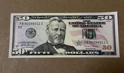 【礼羽收藏】🌏世界钱币拍卖第133期 - 17年彩版50美元无4.7倒置号全新unc品相